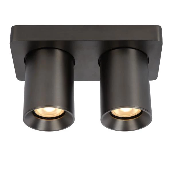 Lucide NIGEL - Plafondspot - LED Dim to warm - GU10 - 2x5W 2200K/3000K - Zwart Staal - detail 1
